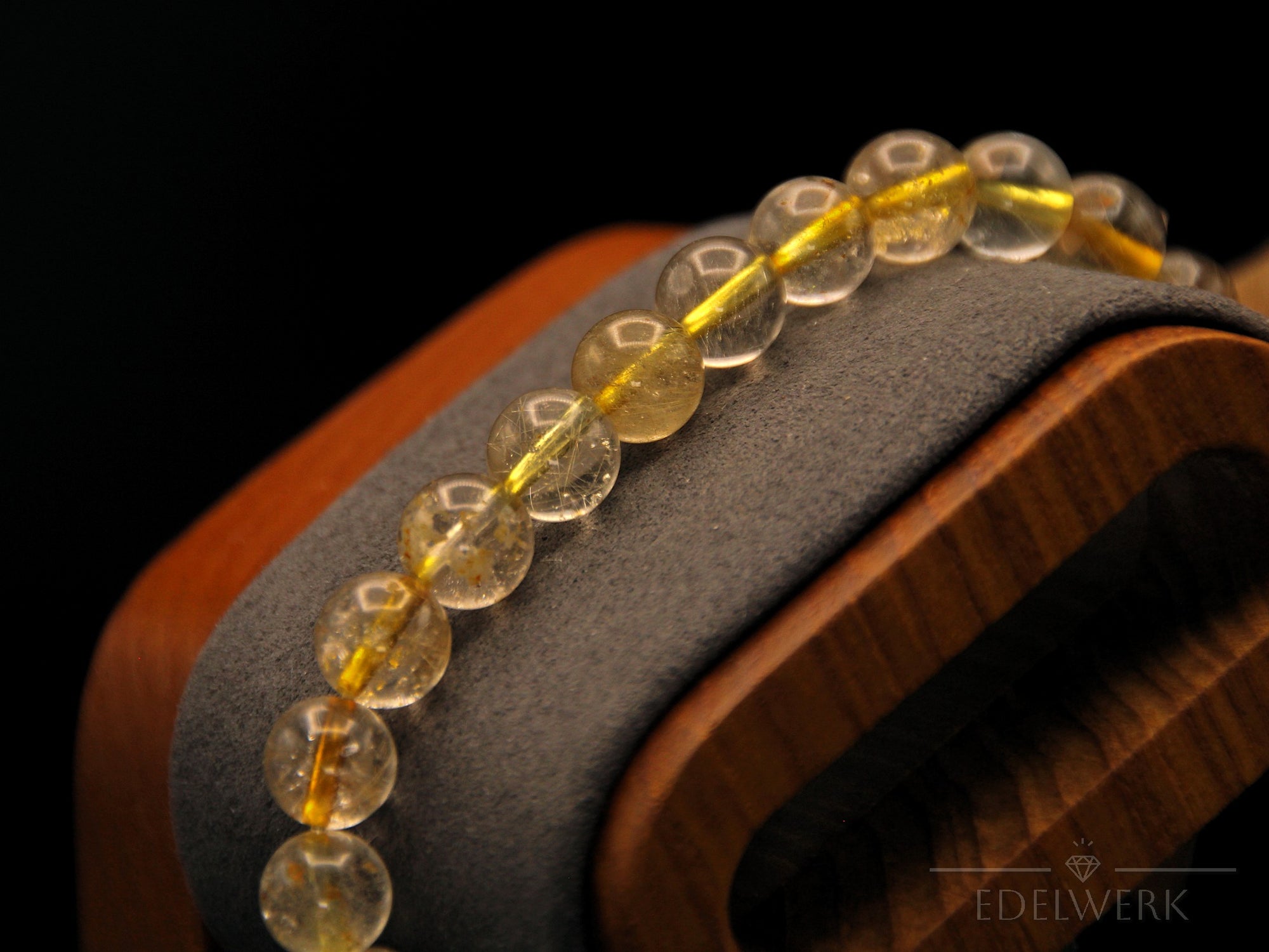 Gold Rutil Armband – 8 mm Perlen – Angenehmer Tragekomfort