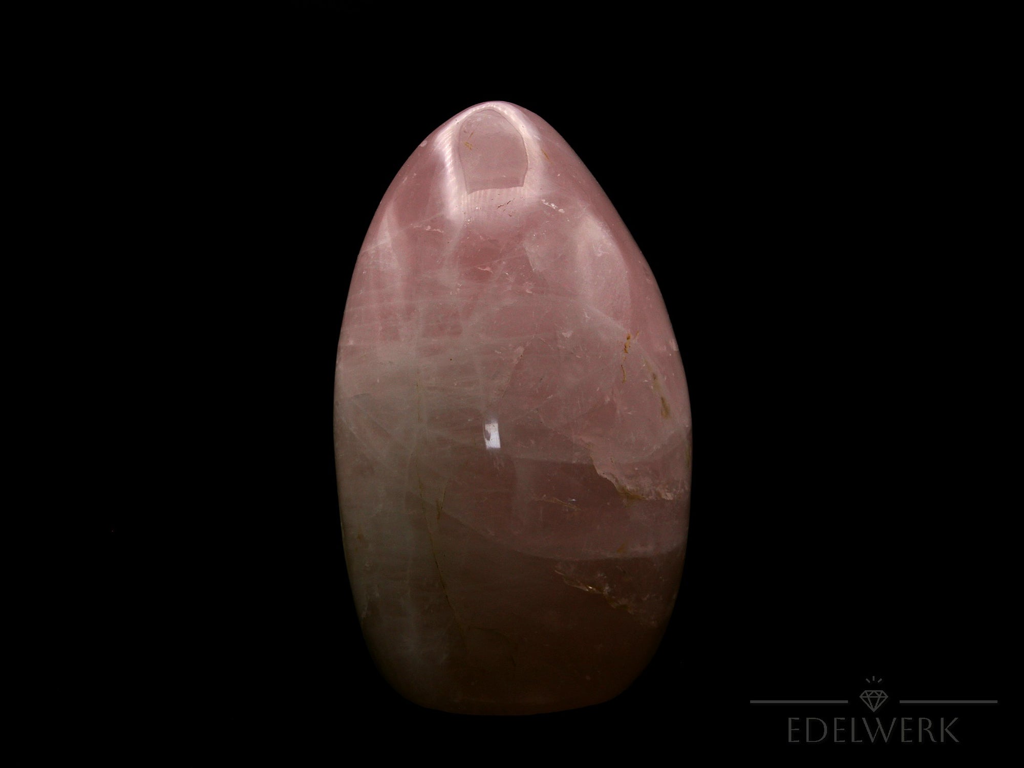 Natürlicher Rosenquarz, Heilstein für klare Meditation, rosa ungeschliffene Form.